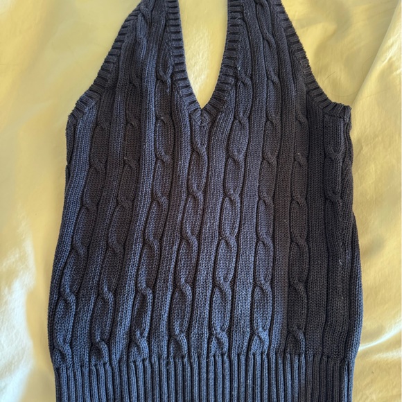 Ralph Lauren Sweaters - Ralph Lauren Navy V-Neck Cable Knit Sweater